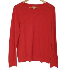 J Crew Sweater Women's XL Orange Cotton Pullover Long Sleeve Top Lightweight